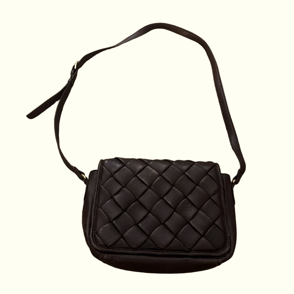 marta ponti brown Woven leather Crossbody Bag